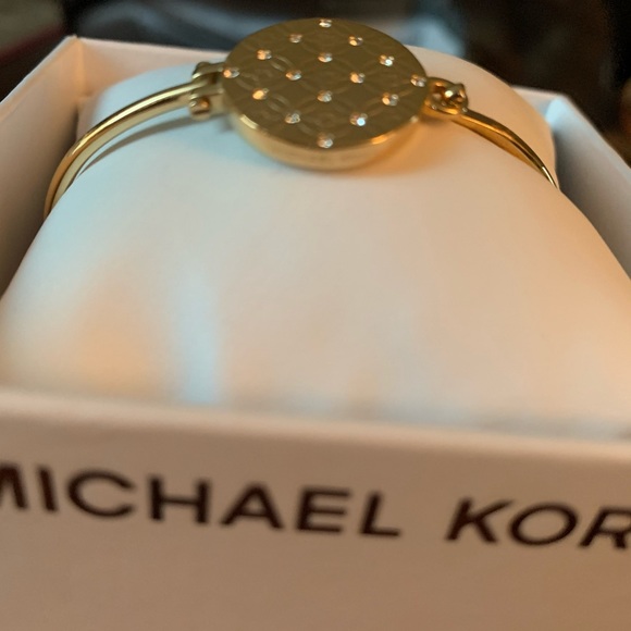 MK Gold Tone Heritage Monogram Disk Crystals NIB - Picture 10 of 10